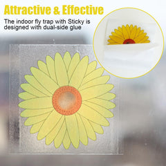 18PCS Window Fly Traps, Sticky Sunflower Insect Bug Flies Killer Catchers, Sticky Window Insect Trap for Plants Bins Ceiling Home Use (Yellow Sunflower)