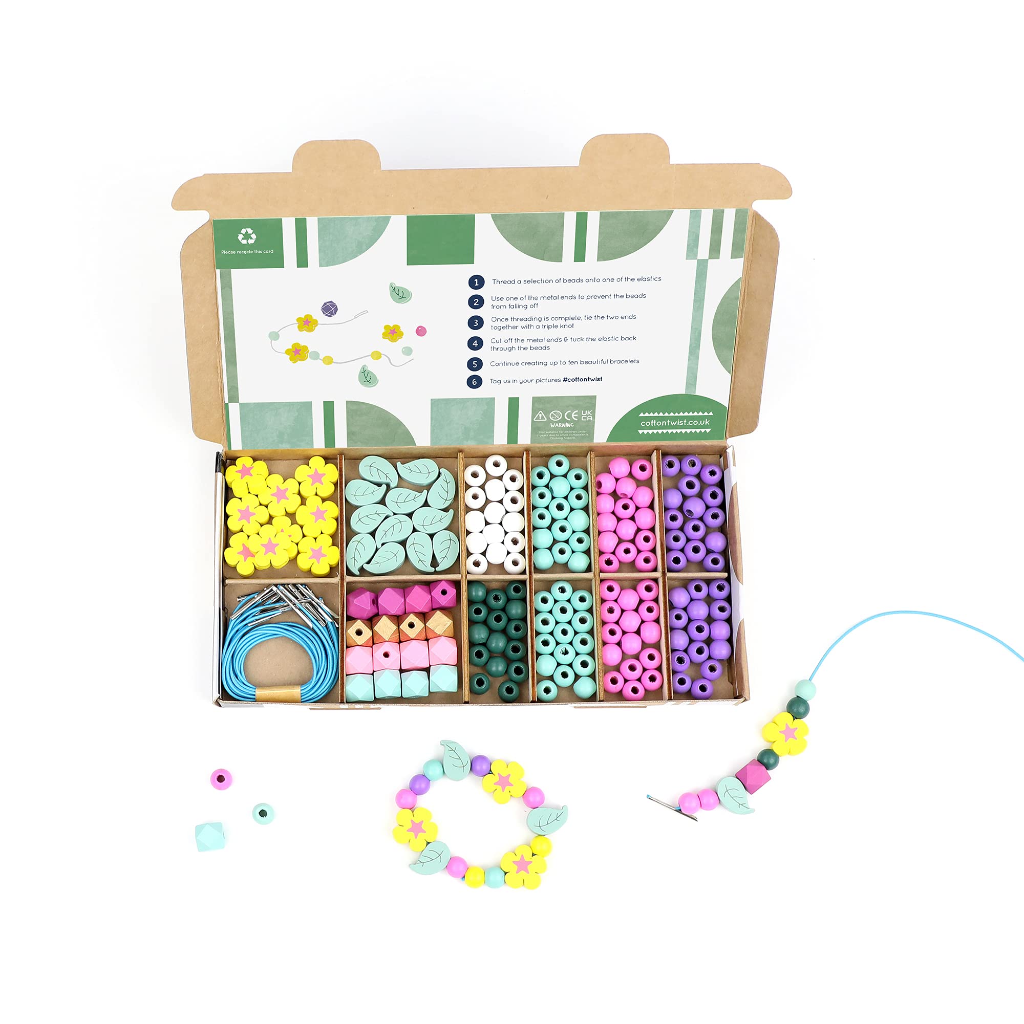 COTTON TWIST, Woodland Bracelet Making Kit. Creative Play for Children