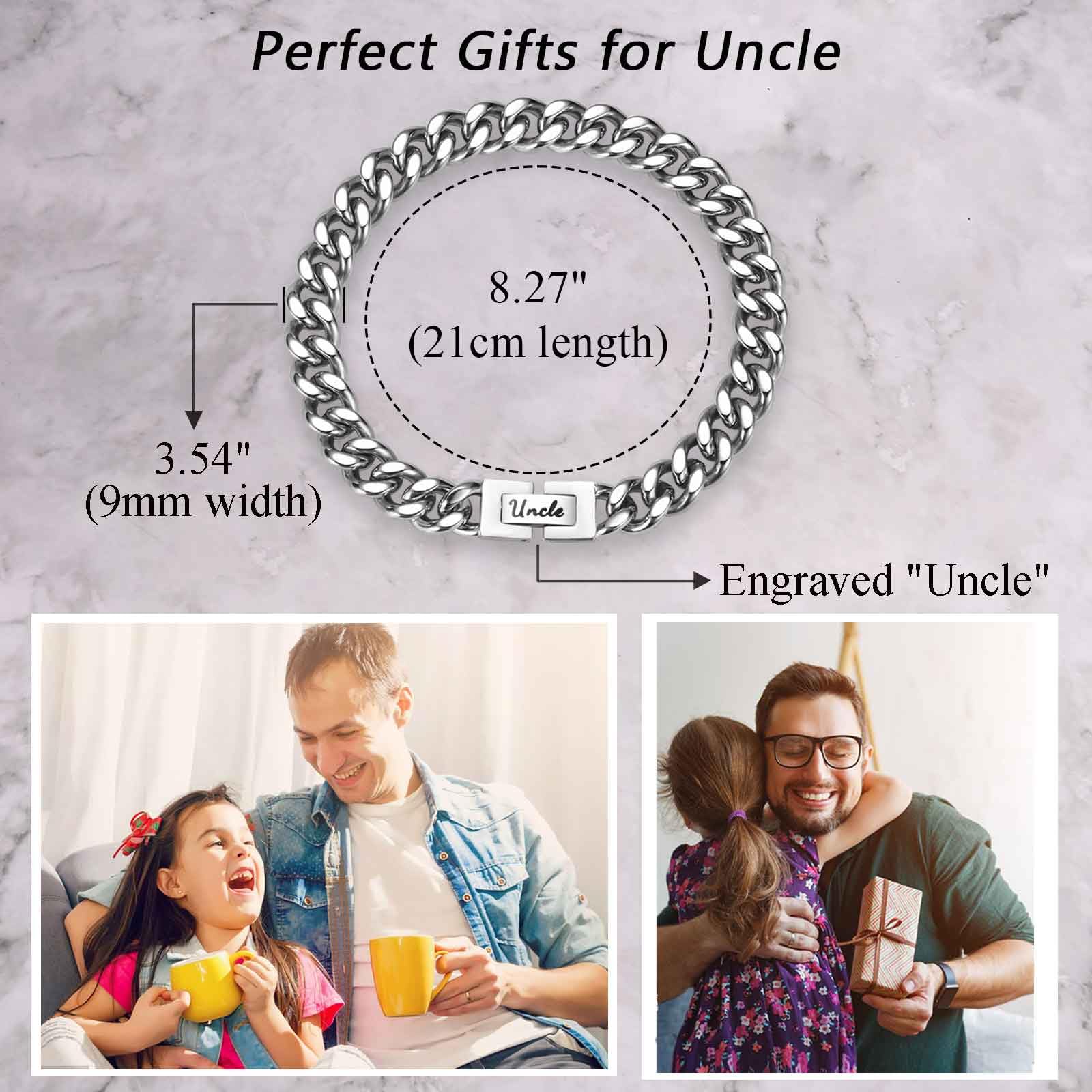 KORAS Uncle Gifts, Uncle Bracelet Cuban Chain Bracelet for Uncle, Stainless Steel Bracelet Uncle Gifts from Niece Nephew, Presents for Uncle on Birthday Christmas