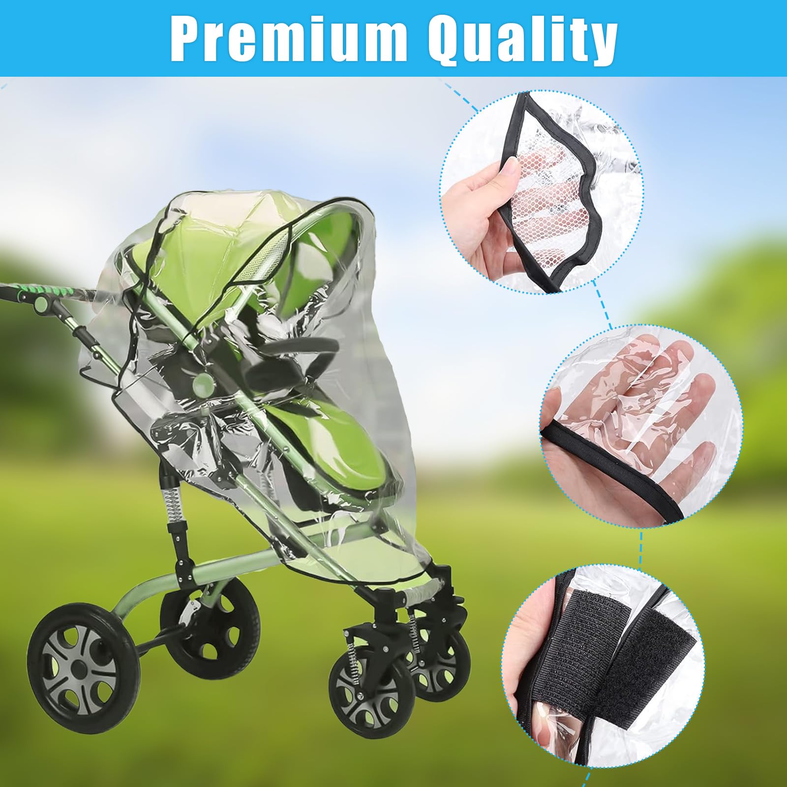 INBOLM Universal Rain Cover for Pushchair Rain Cover for Pram Pram Rain Cover Universal Rain Cover for Pram Stroller Rain Cover Pram Rain Covers Universal Windproof & Waterproof