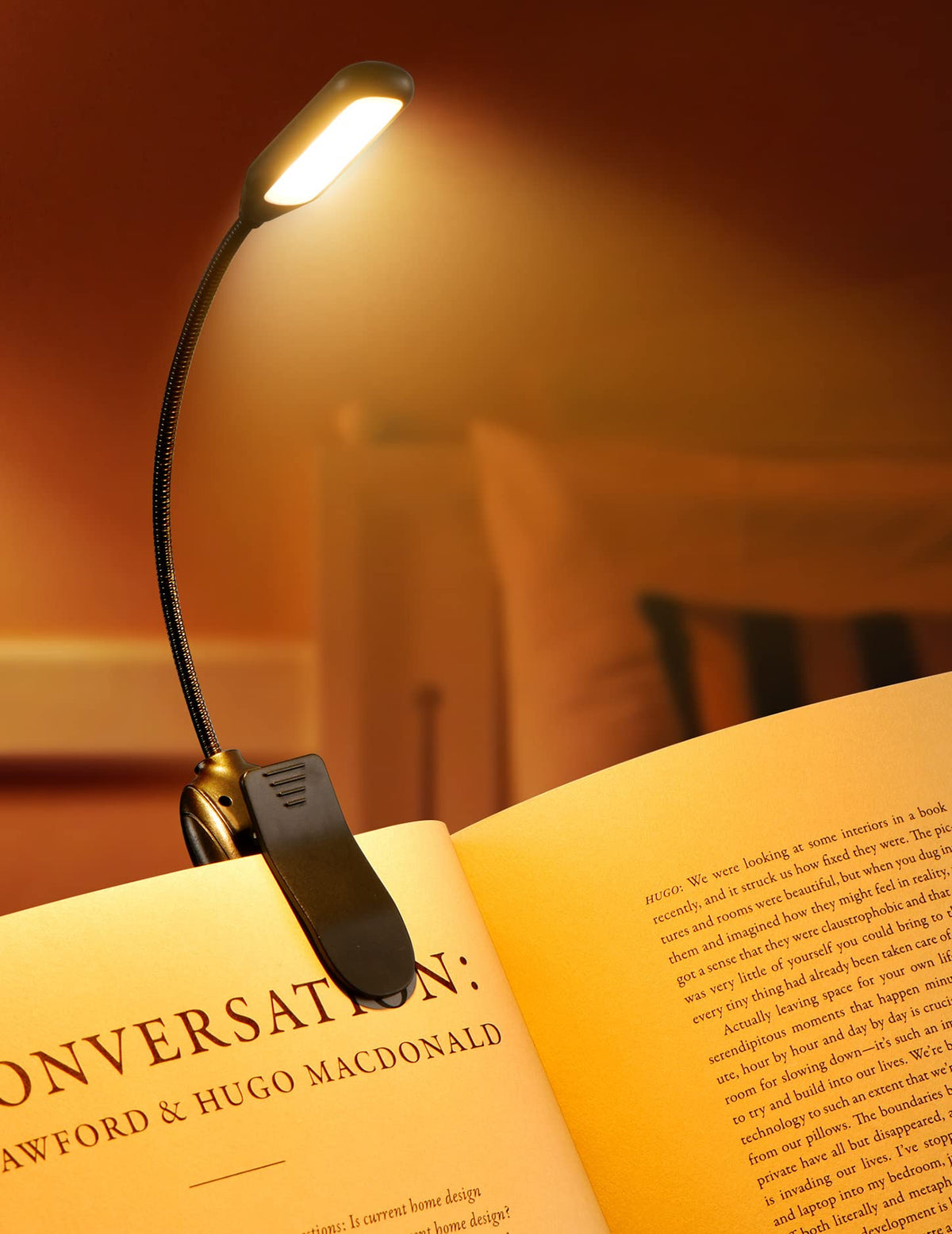 SNOILITE Book Light Clip on Book Reading Light with 9 Eye-Caring Lighting Modes, 80 Hours Runtime Rechargeable Book Light, 39g Lightweight & Small Reading Lights for Books in Bed