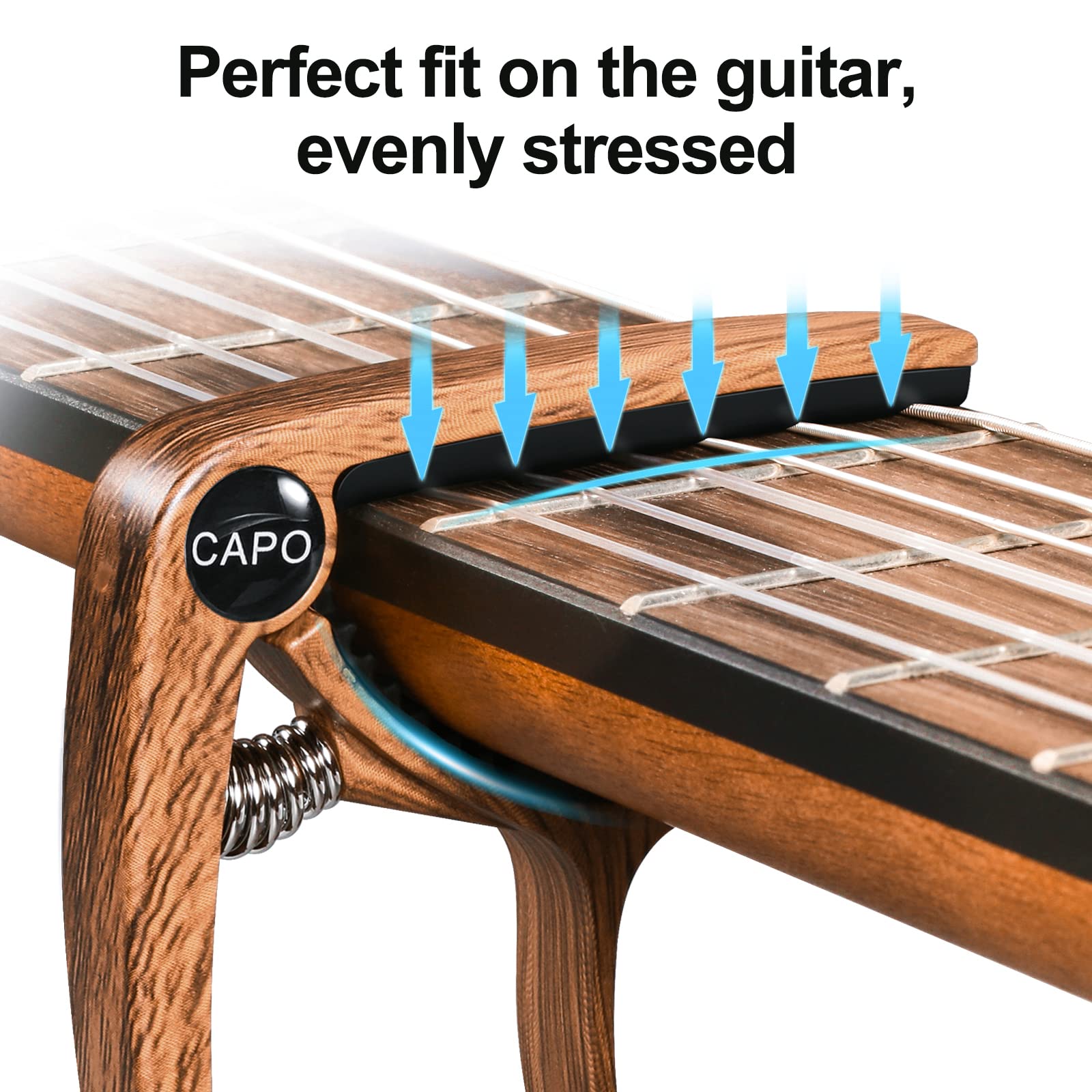 Guitar Capo with 6 Guitar Picks, Capo for Acoustic Guitar Ukulele, Capo Electric Guitar, Capo Guitar Metal Wood