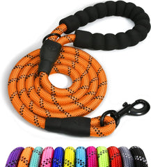 Taglory Rope Dog Lead with Soft Padded Handle, 1.2m Reflective Dog Lead and Multi-Colour for Medium Dogs, 1.0cm, Orange