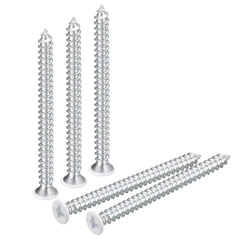 sourcing map ST4x50mm White Screws Self Tapping Screws, 50pcs Flat Head Phillips Wood Screws for Woodworking