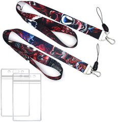 GTOTd Halloween Lanyard for Horror Movies with id Badge Holder(2 Pack) Terror Film for Keys Lanyard String Wallet Merch Decorations Gifts Party Keychains for Kids Teens