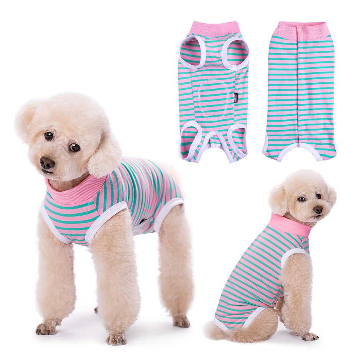 Lyneun Dog Recovery Suit, Striped Dog Surgical Recovery Suit, Soft Dog Surgical Bodysuit, Recovery Suit Dog After Surgery For Allergies, Wound Protection, Cone Alternative (Pink, Small)