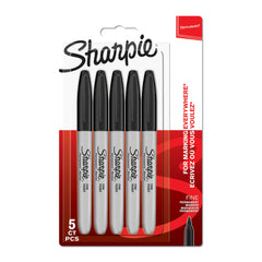 Sharpie Permanent Markers   Fine Point for Bold Details   Black Ink   5 Marker Pens