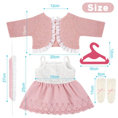 Aolso Baby Doll Clothes for 14-18 Inch Inch Doll 35-45 cm Baby Doll, New Doll Clothes Outfits, Pink Dress with 1 Coat hanger, New Born Baby Dolls Girls Birthday