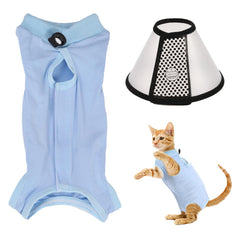 Radsocken Cat Professional Recovery Suit for Abdominal Wounds Skin Diseases, Surgery Recovery Suit E-Collar Alternative for Cats Small Dogs, Pajama Suit Anti Licking with 1 Cat Cone Collar(S)