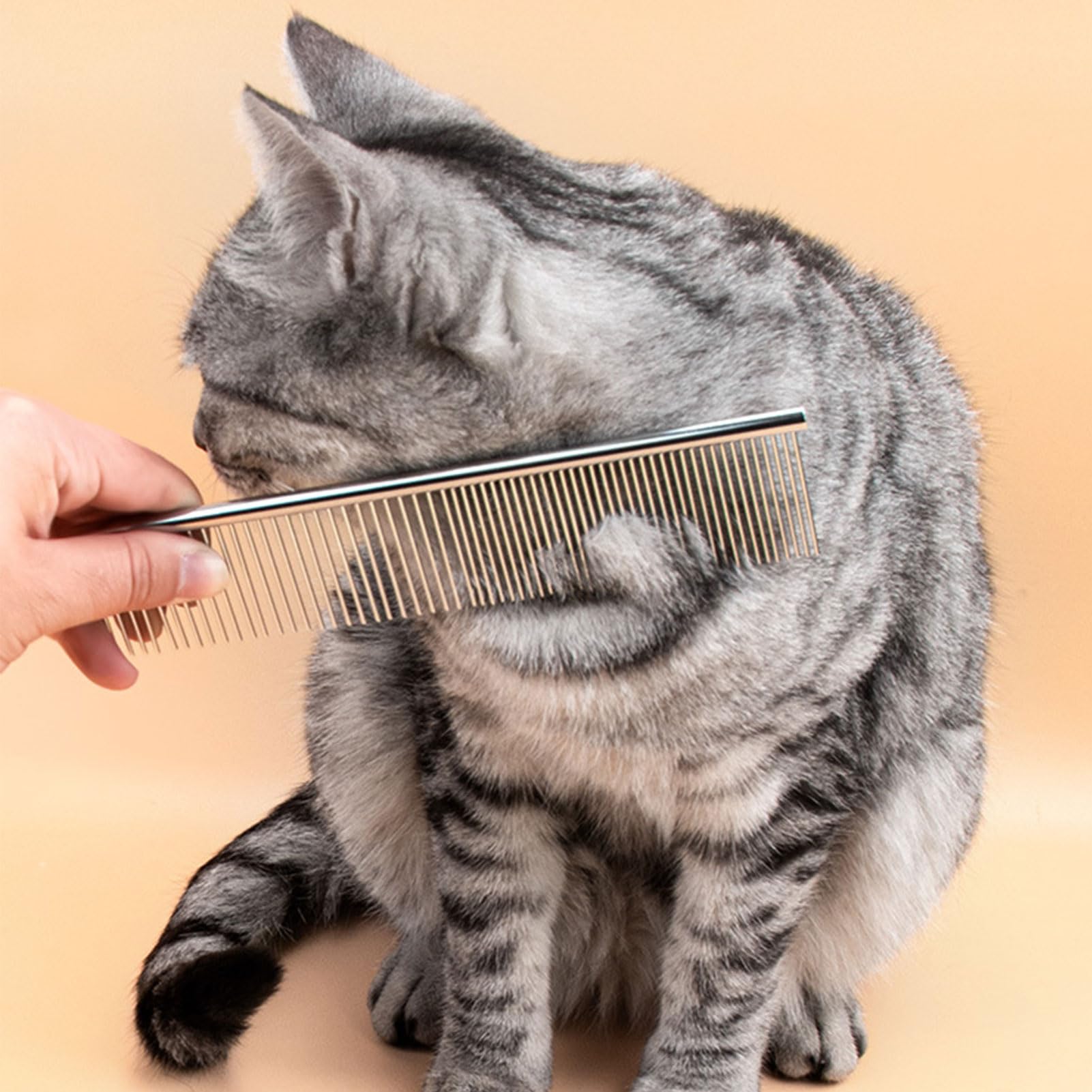 Metal Dog Combs for Grooming 2PCS Metal Stainless Steel Dog Grooming Comb Cat Comb Silver Pet Comb Suitable for Dog Cat Pet Fur Detangling