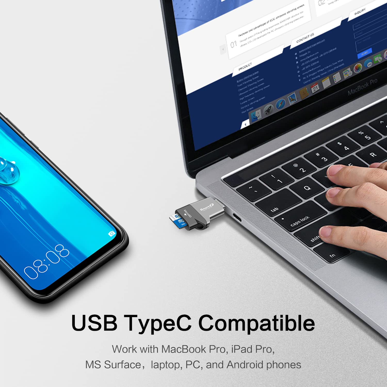 C352 Type-C MicroSD Card Reader with USB 3.0 Super Speed Technology, Supports MicroSDXC, MicroSDHC, and MicroSD for Window, Mac OS X and Andriod (Midnight Grey)