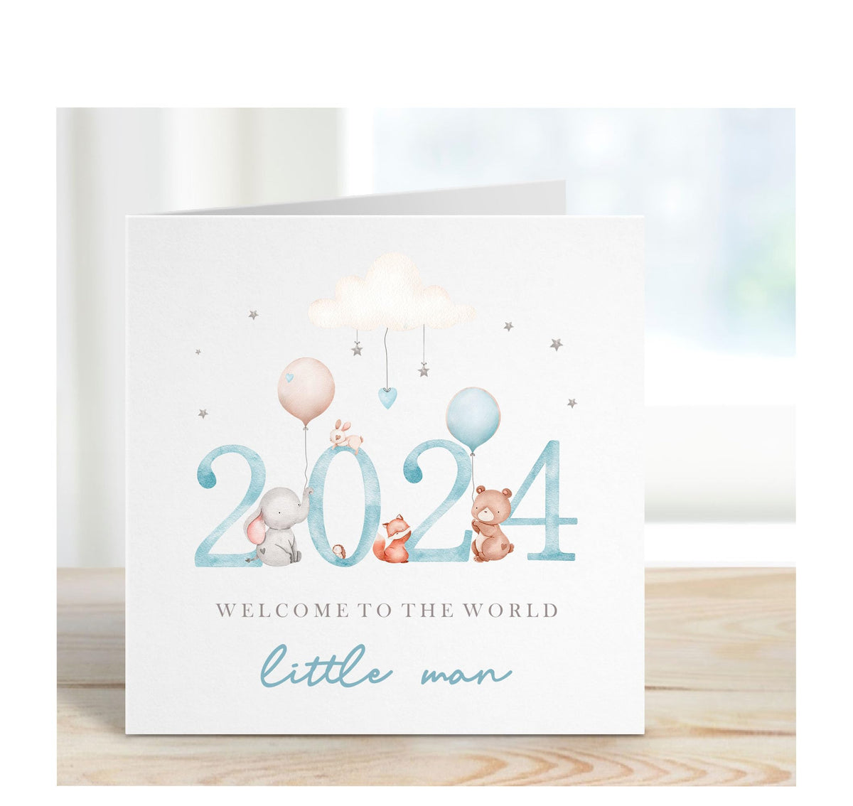 Blue 2024 Welcome to the world little Man, Baby Boy, Baby Congratulations Card, New Baby News, welcome baby, New Mummy Daddy Congratulations.