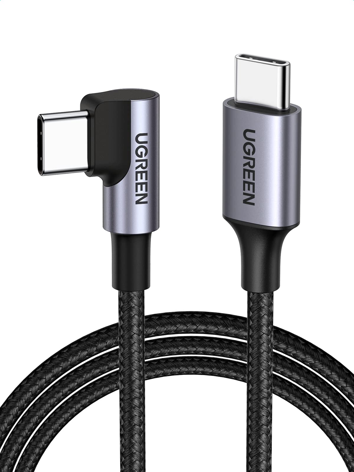 UGREEN USB C to USB C Cable 60W Fast Charge Right Angle USB C Cable Compatible with iPhone 15 Pro Max, Galaxy S24 S23 Ultra, Mi13, Pixel 7 6 Pro, iPad Air 5/Pro 2022, Macbook Pro/Air (1M)