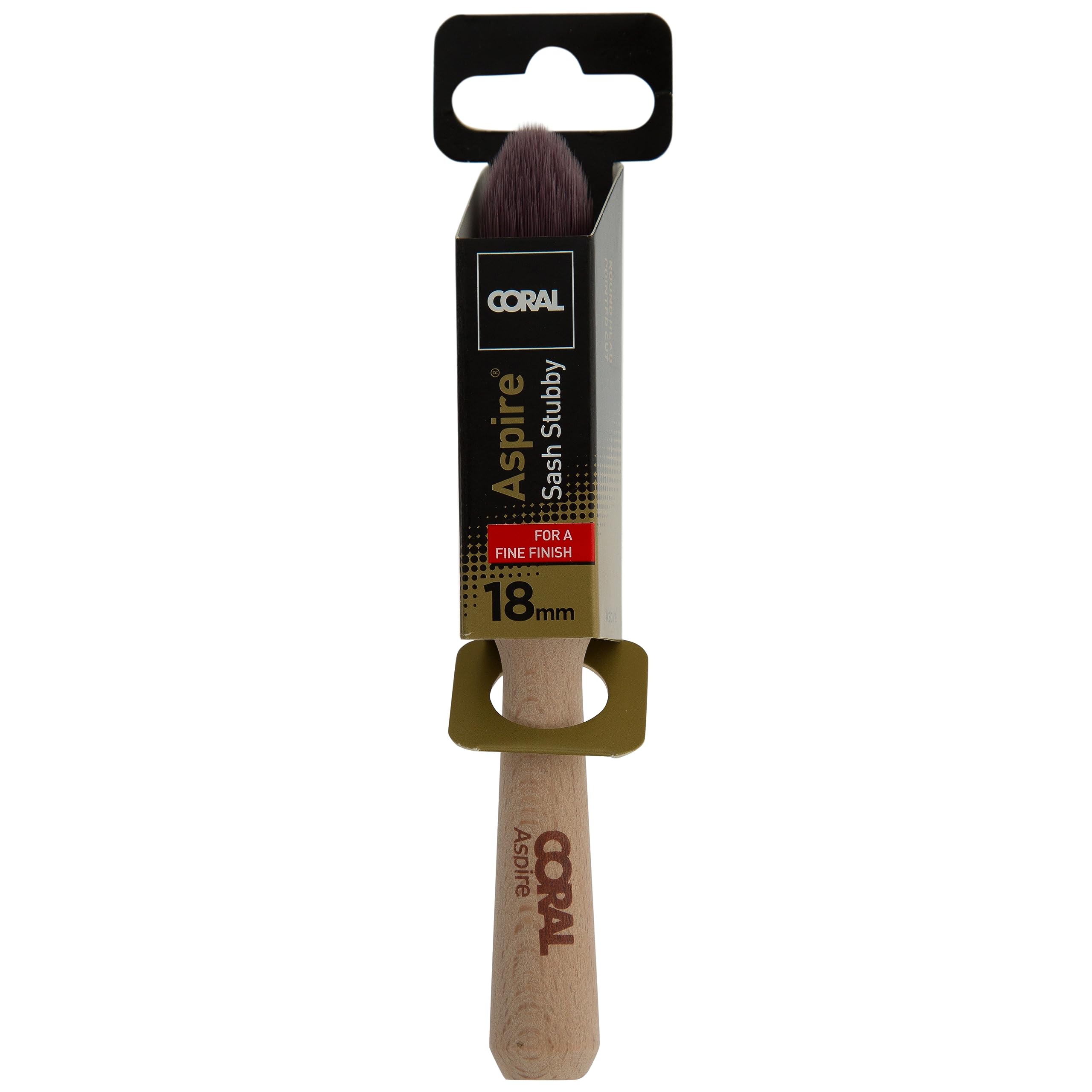 Coral 33722 Aspire 18MM Round Sash Paint Brush Professional Firm Pointed with a Short Stubby Profile for Fast Accurate Detail Cutting-in Ultra-Smooth Finish with Trade Emulsion or Gloss FSC Wood