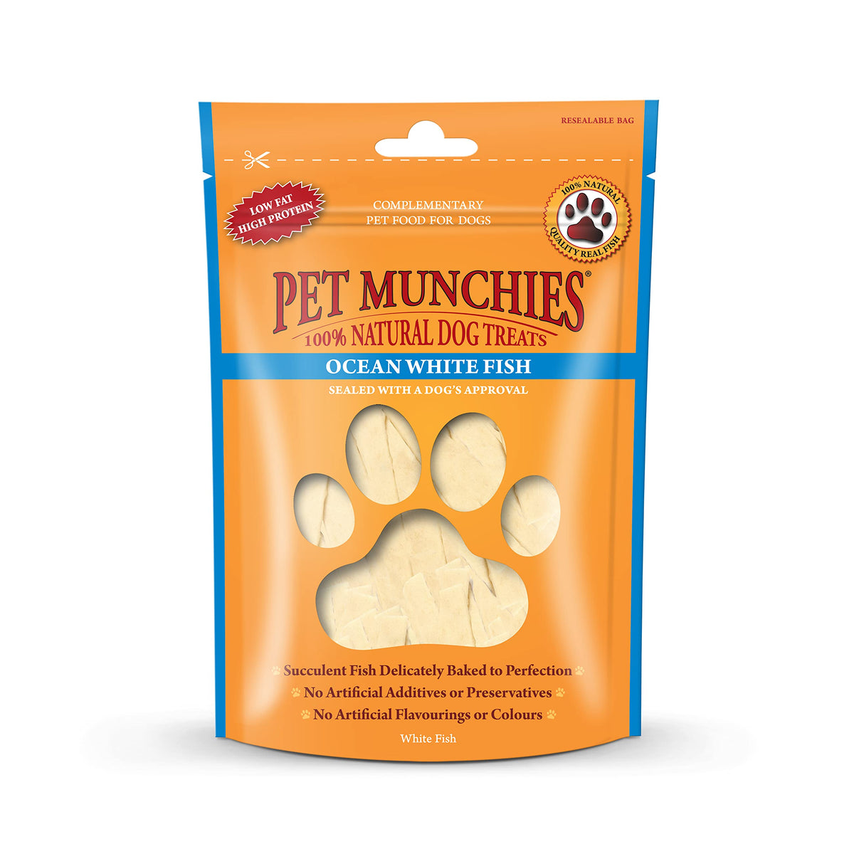 Pet Munchies Ocean White Fish Dog Treats, Healthy Dog Chews with Natural Real Meat, Low in Fat and High in Protein 100g