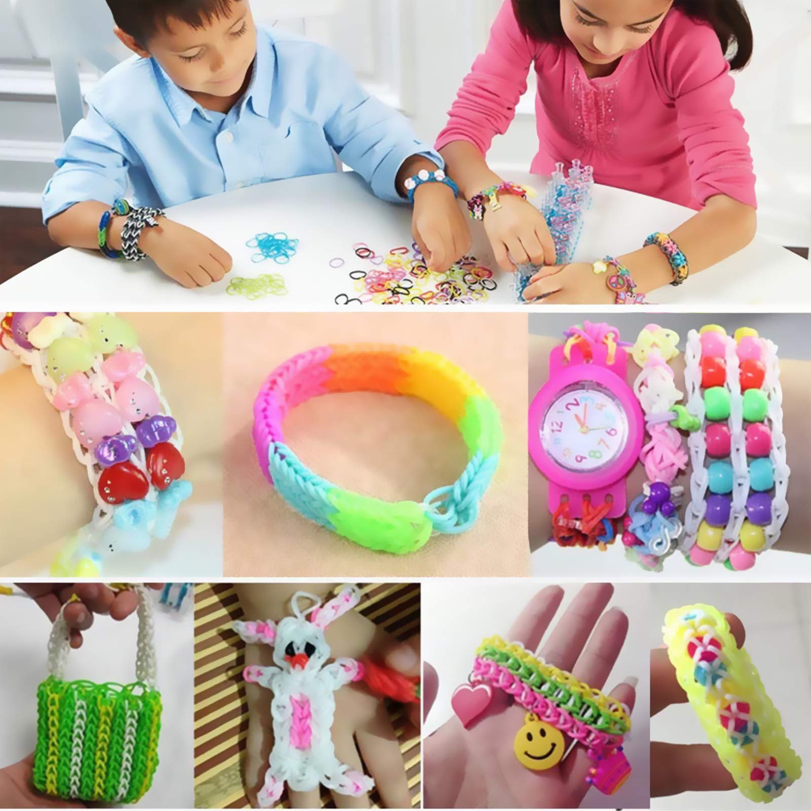 Creative Twist Bands Kit, 1700and Rubber Bands with 32 Colours, Accessories with Rubber Bracelet Making Set for Party X-mas Birthday Gift Kids