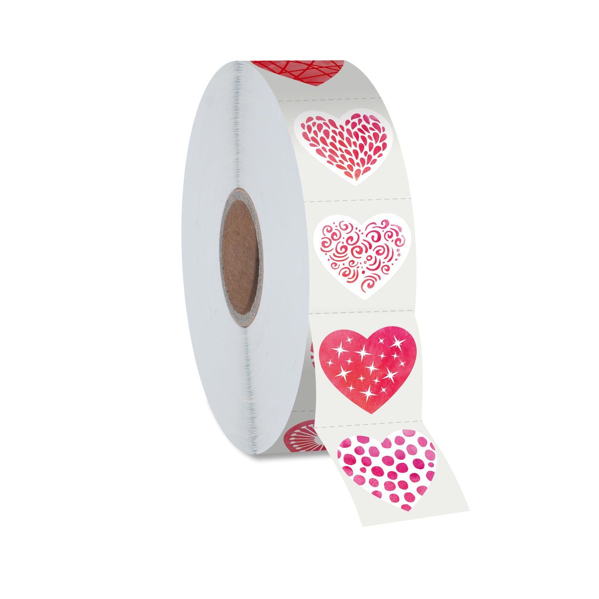 1200 PCS Heart-Shaped Sticker, 12 Designs Self-Adhesive Labels with Perforation Line in Roll, Use for Valentine's Day, Blood Drives, Teachers & Classrooms, Award Charts, Bookmarks (3/4 inches Each)