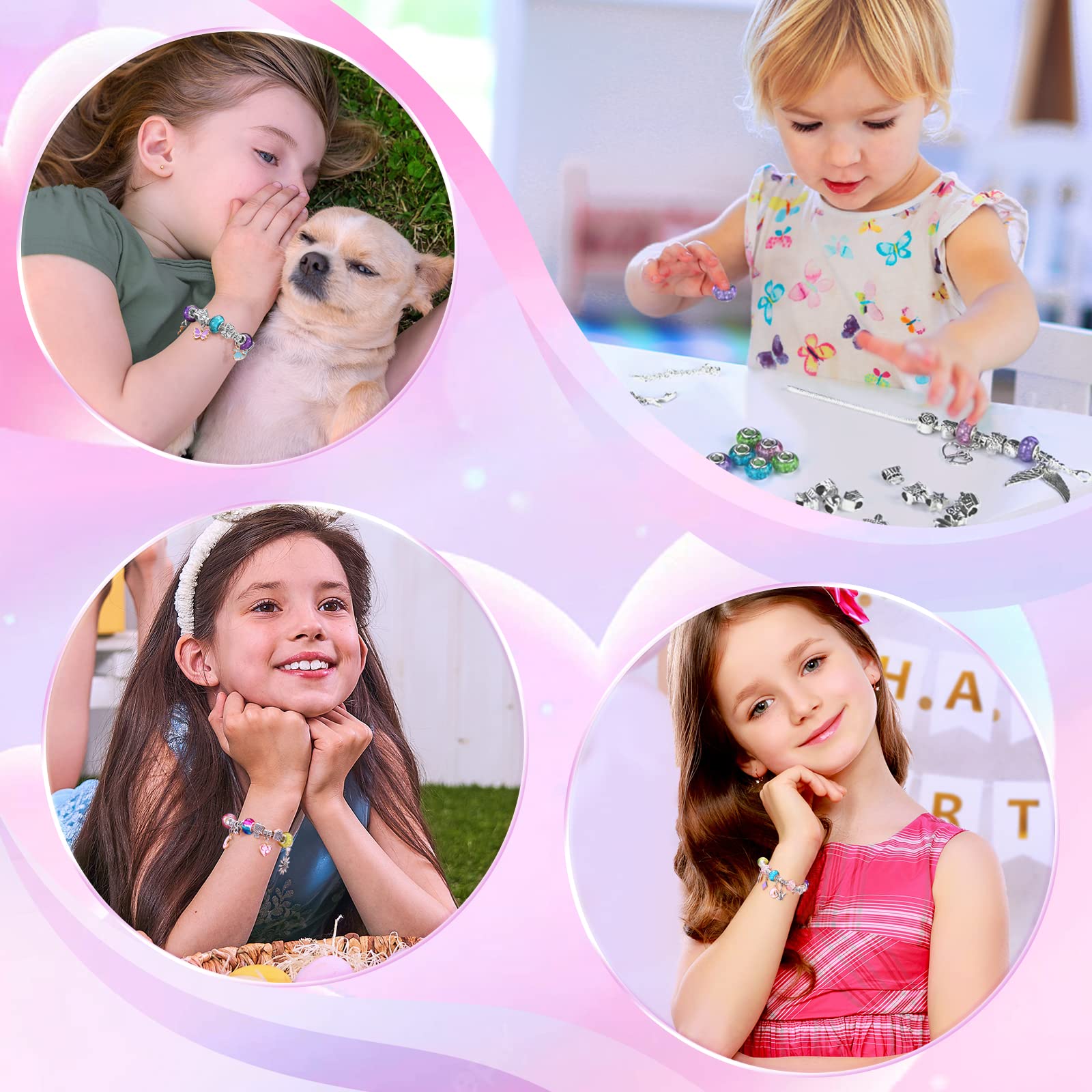 BIIB Gifts for Teenage Girls Gifts Jewellery Making Kit, Gifts for Girls 8-12 Year Old Girls Charm Bracelet Making Kit for Kids, Arts Crafts for Kids, Stocking Fillers for Teenage Girls Kids Toys