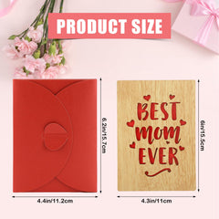 Wooden Mothers Day Card, Best Mom Mum Ever Card Mother's Day Gift Card Greeting Cards with Envelope for Her Mom Wife Grandma Birthday Anniversary Thanksgiving Gift