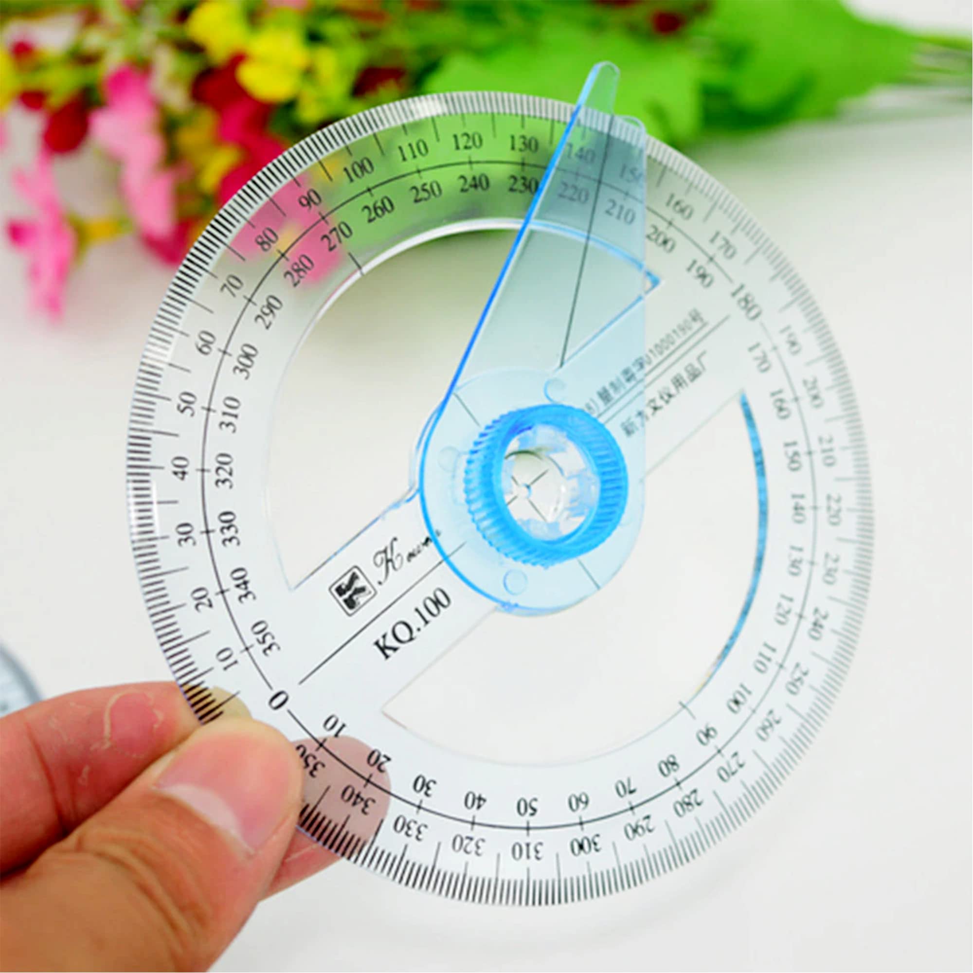 360 Degree Protractor Angle Measure 2Pcs Protractor Circle Protractor 10cm Plastic Protractor 360 Ruler Measuring Tool for Students and Children