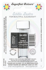 Sugarflair Silver Edible Lustre Glitter, Add a Lustrous Shine to Cakes or Decorations. Brush On or Add Rejuvenator to Create Eye-Catching Edible Paint - 2g