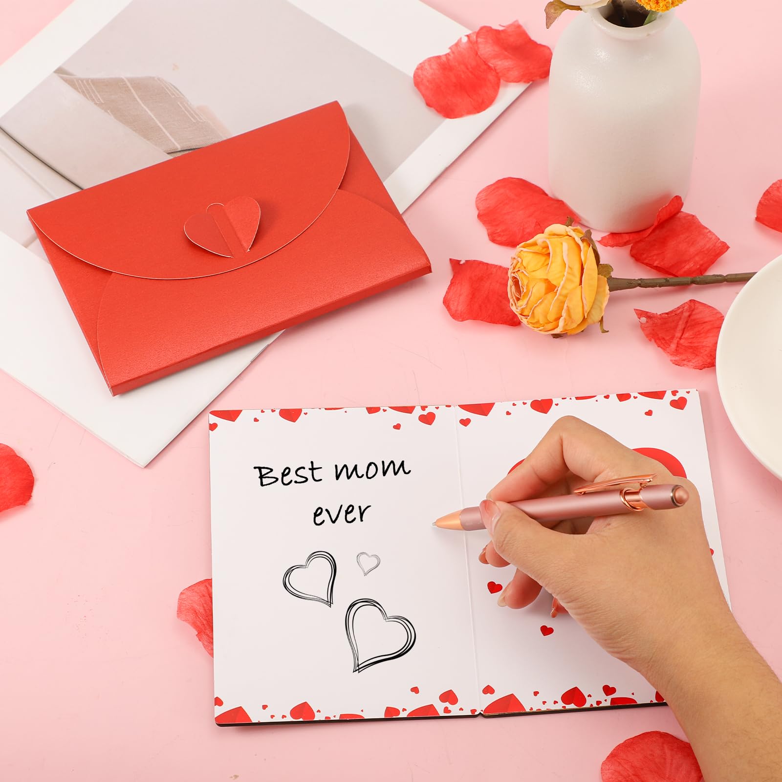 Wooden Mothers Day Card, Best Mom Mum Ever Card Mother's Day Gift Card Greeting Cards with Envelope for Her Mom Wife Grandma Birthday Anniversary Thanksgiving Gift