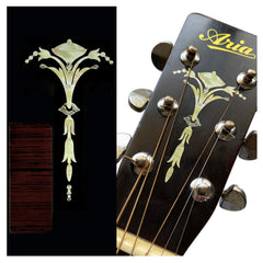 Inlaystickers for Guitar Headstock - Old Torch - Aged White Pearl, H-115OT-WT