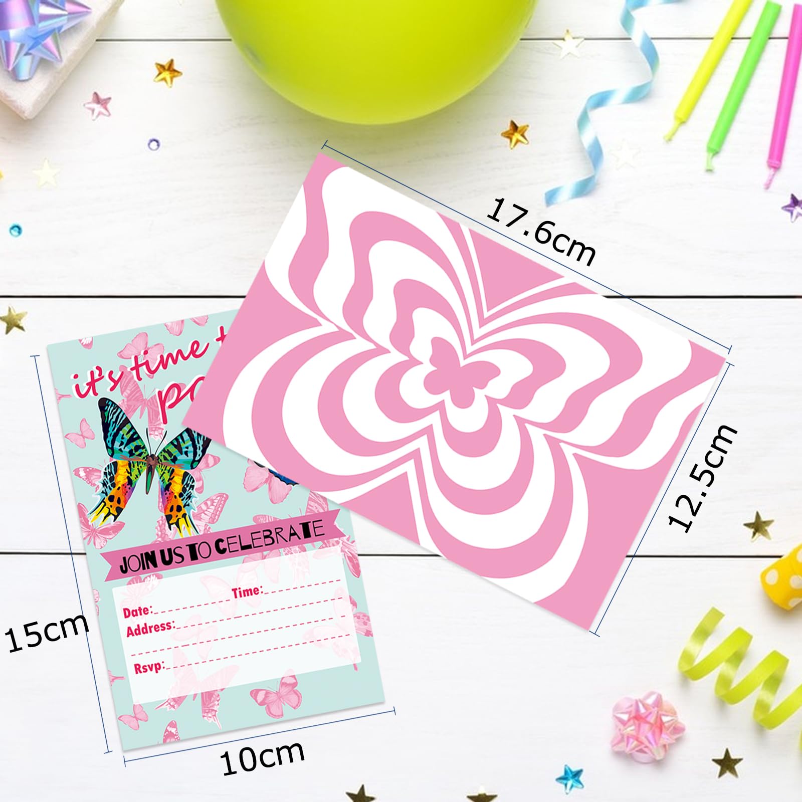 Jatidne Butterfly Party Invitations Kids Birthday Party Invites for Girls with Envelope and Stickers Pack of 24