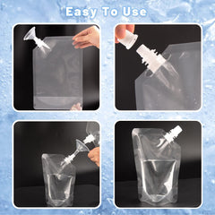 15pcs 420ml Refillable Drink Pouches for Festivals Clear Travel Plastic Drinks Flasks Cruise Kit Reusable Alcohol Liquor Juice Bags Drink Container Party Halloween Christmas Hot Cold Beverage