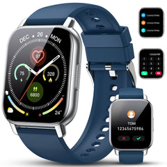 Smart Watch for Men Women Answer/Make Calls, 1.85 inches Smartwatch, 2024 Fitness Watch with Heart Rate Sleep Monitor, 112 Sports Modes, Step Counter, IP68 Waterproof Fitness Tracker for Android iOS, Blue