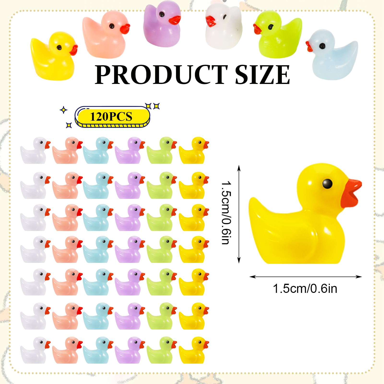 Heyu-Lotus 120 Pcs Mini Resin Ducks,Tiny Ducks Miniature Figures,Realistic Ducklings for Micro Fairy Garden Landscapes,Prank Game,Aquariums,Dollhouse Ornament,Christmas Birthday Party(6 Colors)