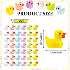 Heyu-Lotus 120 Pcs Mini Resin Ducks,Tiny Ducks Miniature Figures,Realistic Ducklings for Micro Fairy Garden Landscapes,Prank Game,Aquariums,Dollhouse Ornament,Christmas Birthday Party(6 Colors)