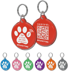 MYLUCKYTAG NFC & QR Code Smart Pet ID Tag Personalized Dog Cat Tag, Online Pet Profile, Pet Location Alert Email, Digital Pet Tag, Quiet Pet Tag, Durable Pet ID, Engraved Pet Tag