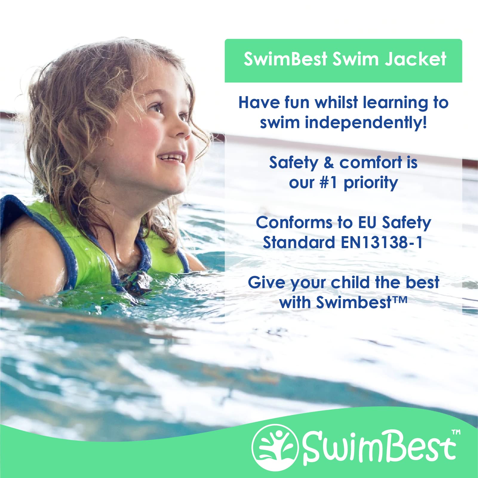 SwimBest Swim Vest - Swim Jacket/Buoyancy Aid with Safety Strap for ages 1.5-7 years old with Removeable Floats (Power of Flowers, Medium)