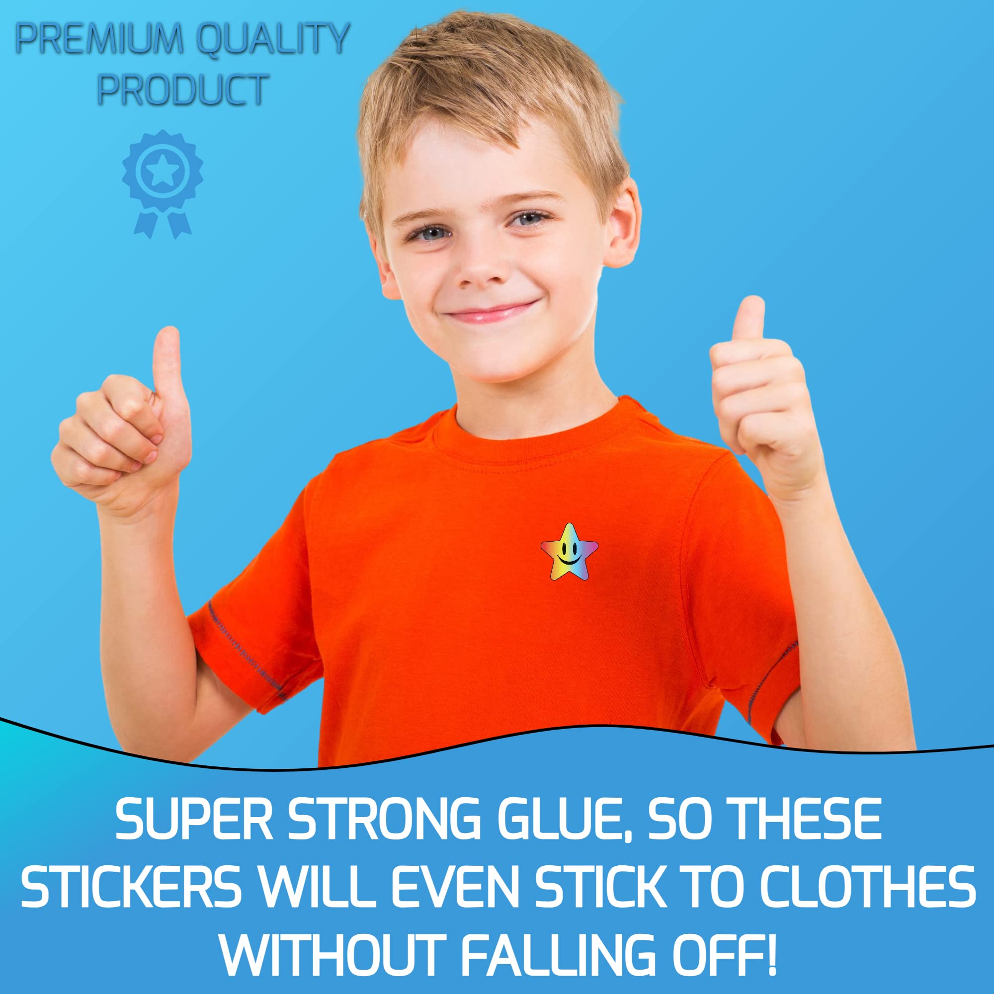 Innoveem Star Stickers For Children – Premium Quality School Stickers For Teachers To Praise Good Work & Behaviour - Smiley Small Star Stickers For Reward Chart With Strong Adhesive Glue [240 Pack]