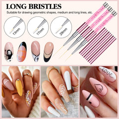 Saviland Thin Nail Art Brushes-6PCS Rose Gold Liner Nail Design Brushes Liner Painting Nail SuppliesTools Kit for Drawing Lines French Manicure Nail Salon Home DIY Use (7/8/11/13/15/29 mm)