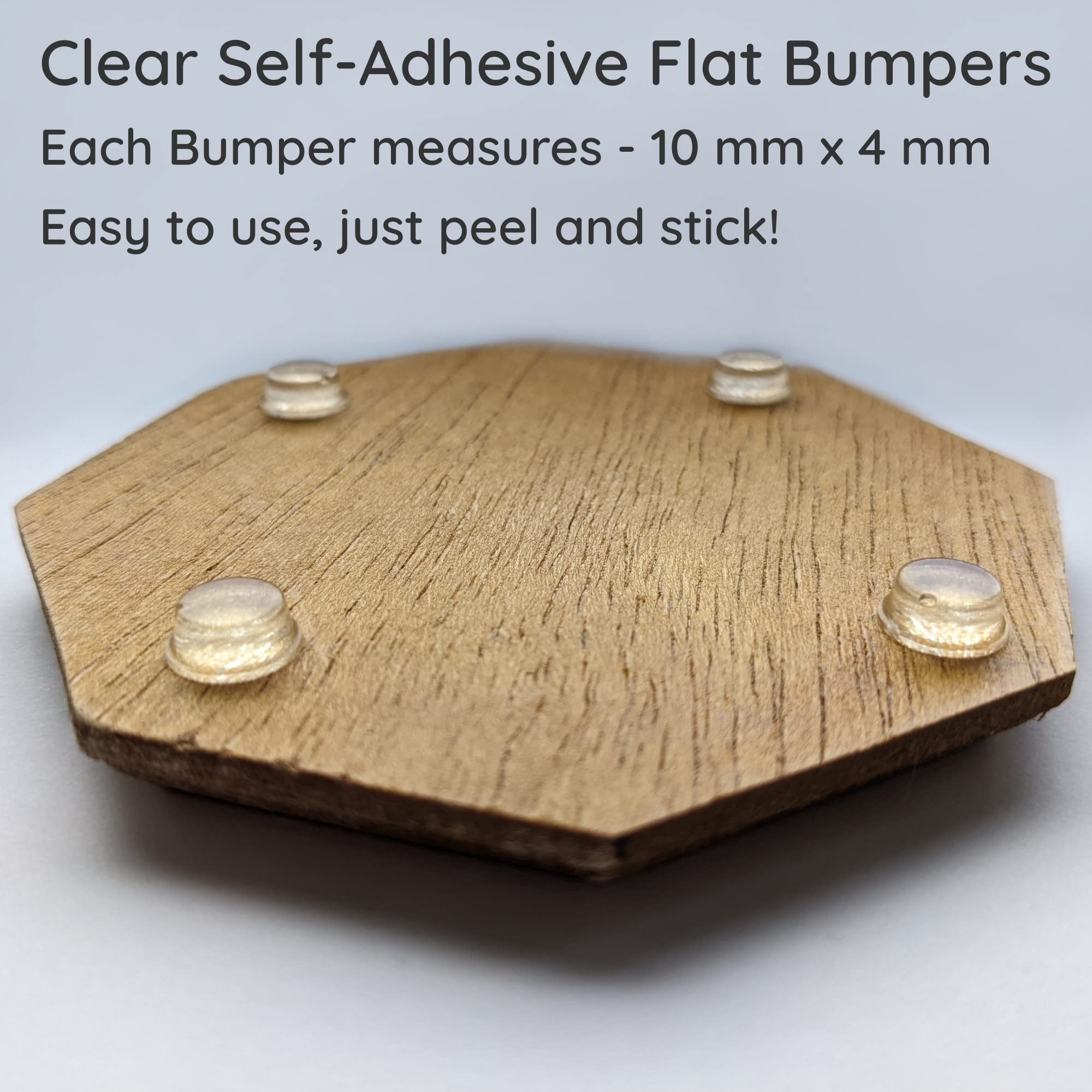 Happy Bananas Clear Self Adhesive Flat Topped Bumper Pads Stops Rubber Feet for Furniture, Glass, Cabinets, Crafts - 10mm x 4mm (77)