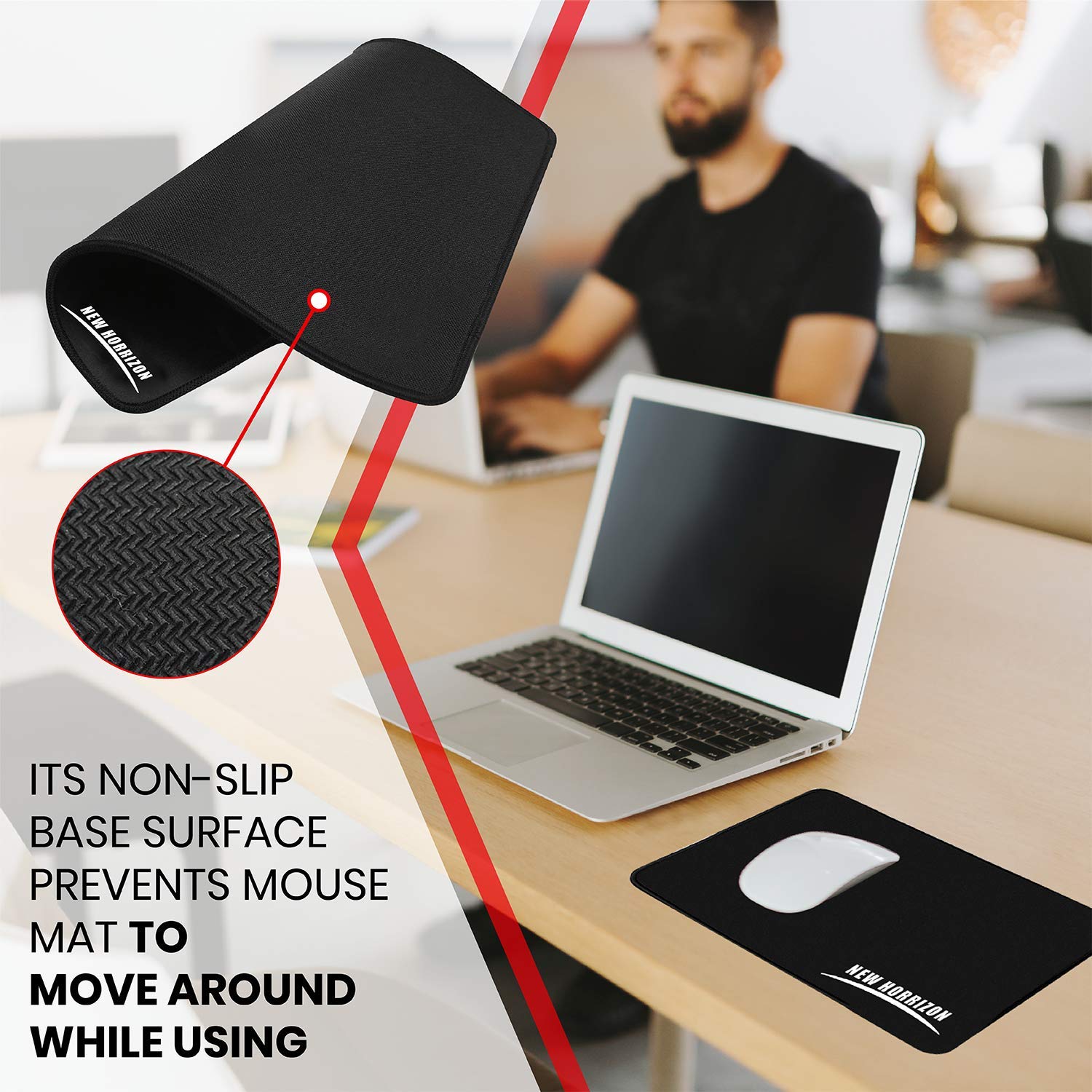 New Horrizon Mouse pad, Gaming mouse mat, large mouse pads. Mouse Mat Gaming 290x210x5mm Mice mat, Black mouse mats, Non slip Rubber base desk mat