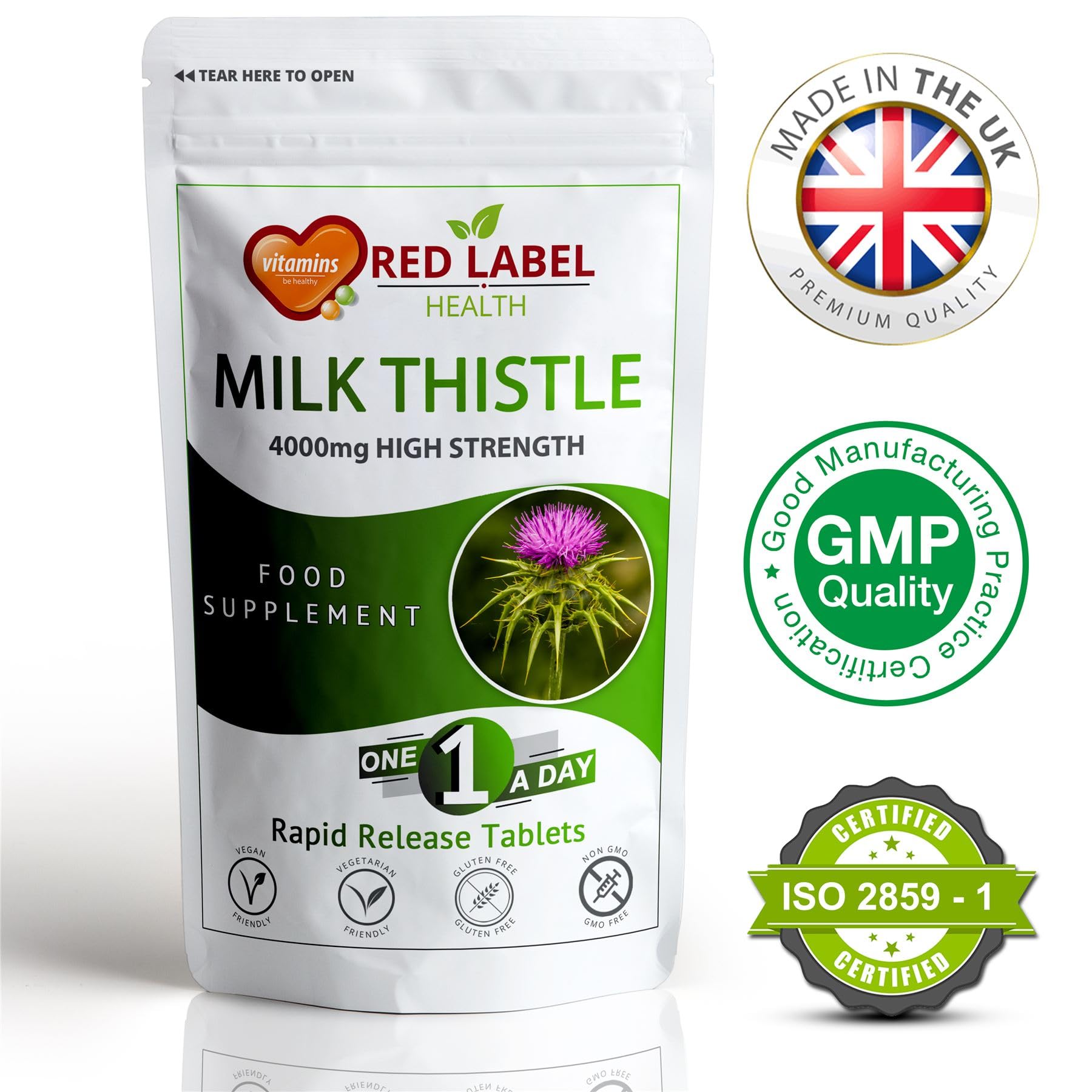 Milk Thistle Supplement 4000mg, 120 Tablets (4 Months Supply) Max Strength 80% Silymarin Supplement Just One a Day Milk Thistle for Men & Women Vegan, Vegetarian, Made in The UK