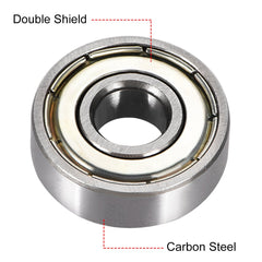 sourcing map 608ZZ Deep Groove Ball Bearing Double Shield 8mm x 22mm x 7mm High Carbon Steel Z1 Bearings 4pcs