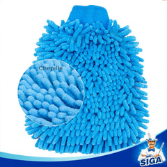 MR.SIGA Microfiber Car Wash Mitt, Pack of 2, Blue & Yellow