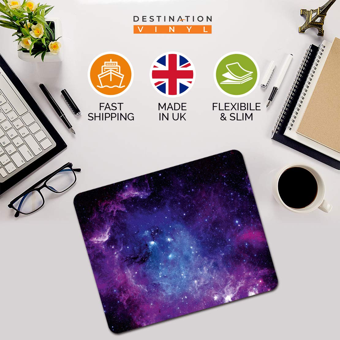 Purple Solar System Mouse Mat Pad - Nebula Galaxy Space Gift Secret Santa Birthday Christmas Astronaut Starry Night Sky Dad Brother Son Daughter Kids Men's Stars #8364