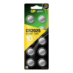 GP CR2025 3V Lithium Coin Cell Batteries 10 Pack - Flat Battery for Car Key/Key Fob Audi Mercedes Nissan - DL2025 2025 Batteries also suitable for scales/toys/heartrate monitor etc…
