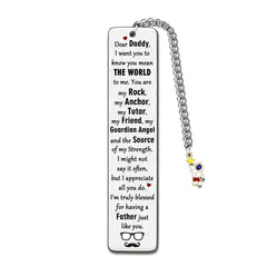 Bookmark for Dad Thank You Birthday Gifts Friend Daddy I Love You Bookmark Appreciate Fathers Day Present Papa Personalized Book Lover Retirement Christmas Keepsakes from Son Daughter (Dear Dad)