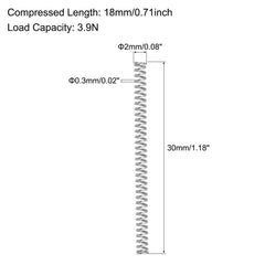 TA-VIGOR 10Pcs Extended Compressed Spring, 10mm OD,0.7mm Wire Size,50mm Length Durable Stainless Steel Small Dual Hook Tension Spring for Furniture Screen Doors Repair Projects