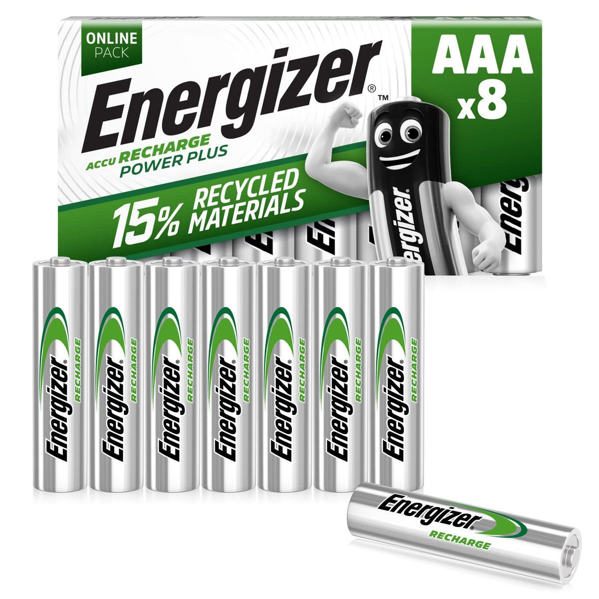 Energizer AAA Rechargeable Batteries Pack, Recharge Power Plus, 8 Pack