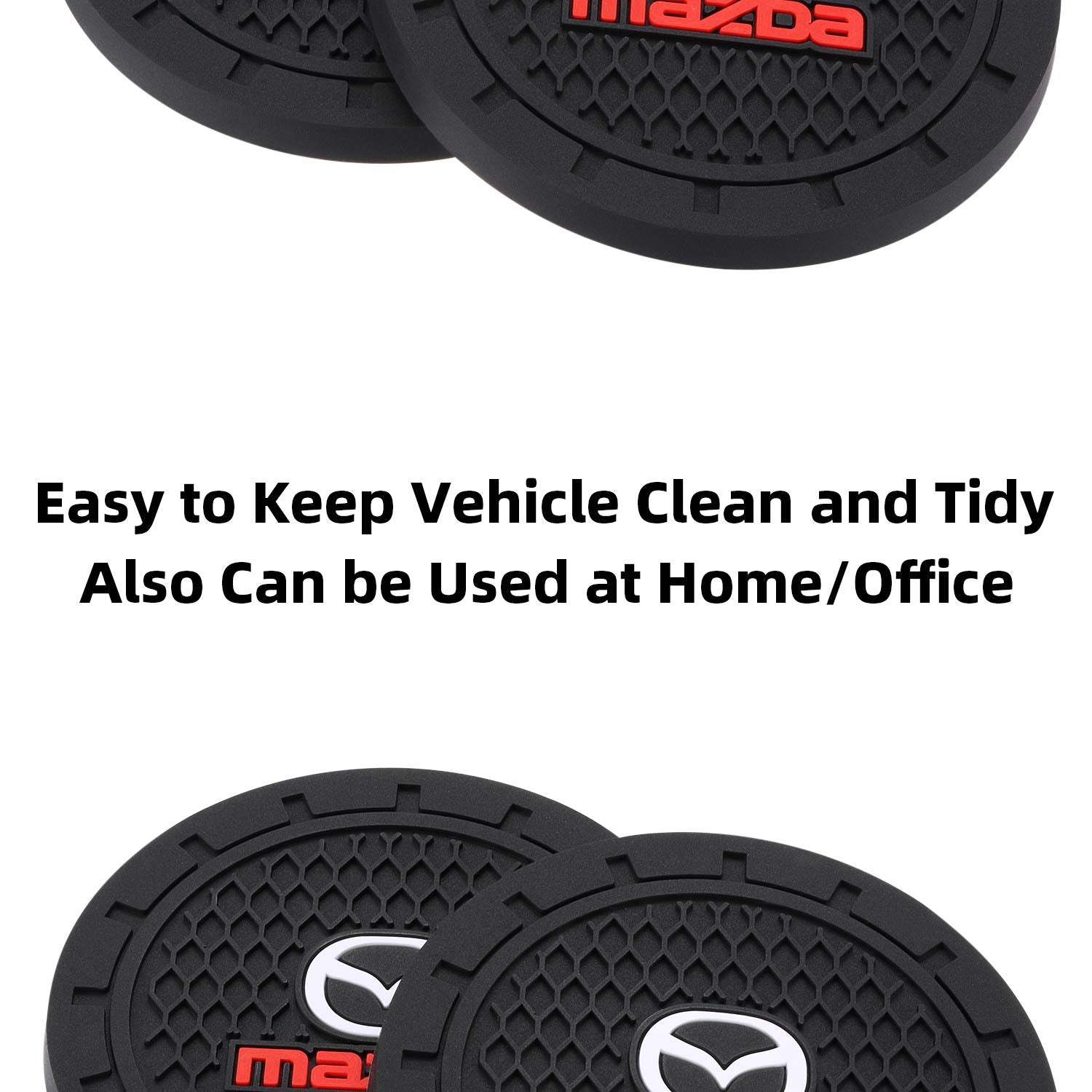 AOOOOP Car Interior Accessories for Mazda Cup Holder Insert Coaster - Silicone Anti Slip Cup Mat for Mazda 3 6 CX-3 CX-5 CX-9 MX-5 (Set of 2, 2.75 inches Diameter)