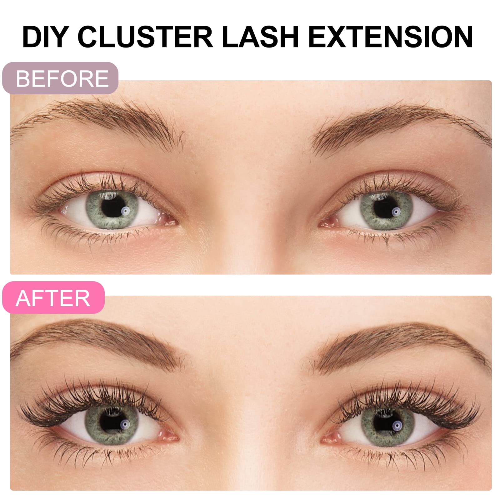 DIY Cluster Eyelash Extensions Kit with Lash Bond & Seal and Applicator, 144 Pcs 0.10mm 56D 9-15mm Mixed Wide-stem Cluster Lash, Individual Lashes Kit at Home (144P Eyelash Kit, Mix 9-15mm)