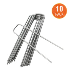 ANSIO Weed Membrane Pegs 10 Pack - 6 Inch/150mm U-Shaped Garden Pegs for Weed Control Membrane, Ground Pegs for Securing Lawn, Artificial Grass, Matting, and Netting - Galvanized Staples and Pins