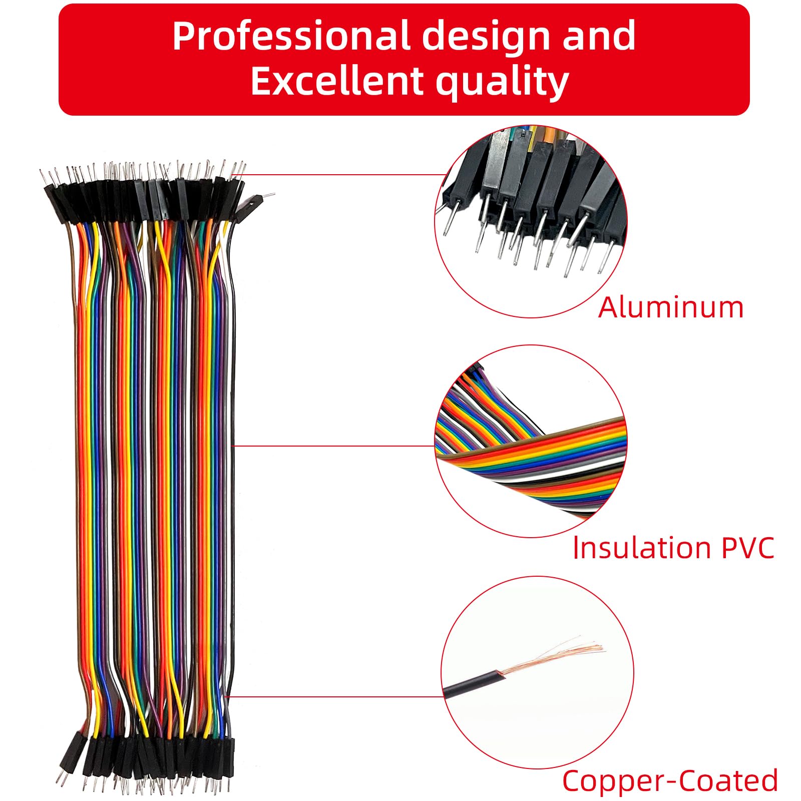 Jumper Wires kit, 6 x 40 pcs, 20 cm Multicolored Dupont Wire, Male to Female, Male to Male, Female to Female,Breadboard Jumper Wires Cables Kit Compatible with Arduino (6)